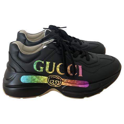 black rhyton gucci|Gucci rhyton sneakers black.